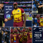 New Zealand vs West Indies players celebrating during an exciting international cricket match.