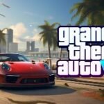 GTA 6 Trailer 3 artwork featuring a modern city skyline, sports cars, neon streets, and the game's main protagonists in an action-packed scene.