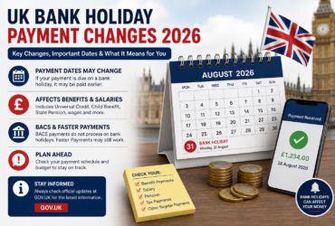 UK bank holiday payment changes 2026 showing adjusted benefit, salary and bank payment dates