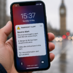 UK emergency alert warning displayed on a smartphone during a life-threatening emergency