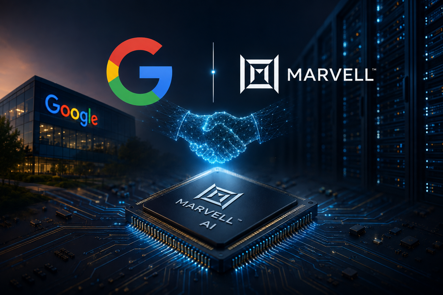 Google Marvell AI chip deal showing Google's TPU ecosystem and Marvell custom AI semiconductor technology