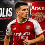 Christos Tzolis Arsenal footballer celebrating during a match