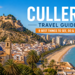 Cullera Spain with Mediterranean beach, historic castle and coastal landscape