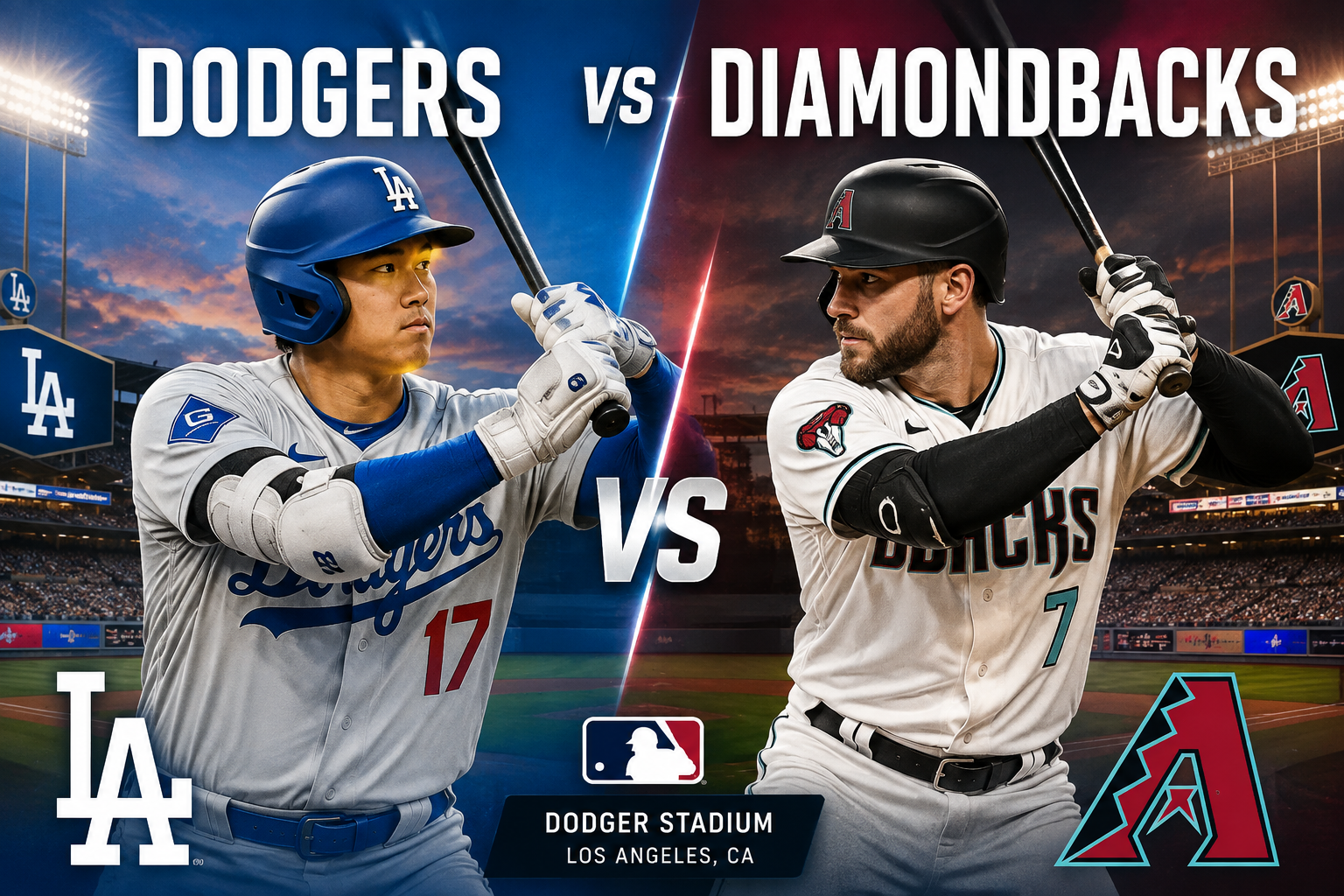 Dodgers vs Diamondbacks MLB game at Dodger Stadium