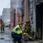Arson awareness concept showing fire safety, investigation, and prevention efforts.