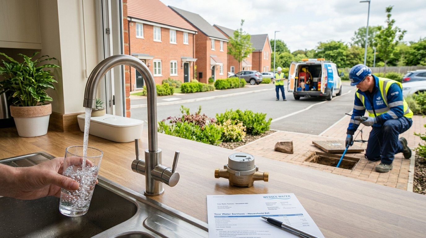 Wessex Water customer checking a water bill and household water services
