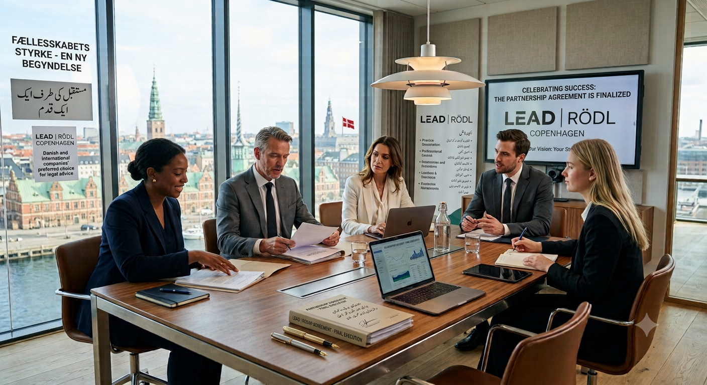 LEAD Rödl legal consultants discussing business law solutions with corporate clients.