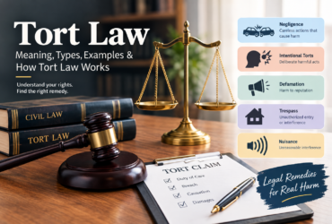 Tort law explained with examples of negligence, civil wrongs, and legal remedies