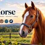 Horse standing peacefully in a green pasture