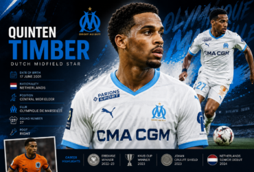 Quinten Timber playing midfield for Olympique de Marseille in 2026